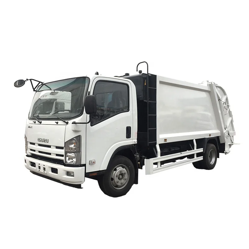 1SUZU ELF 4x2 Garbage Compactor Truck 7CBM Rear Loading Compression Garbage Truck for Sale