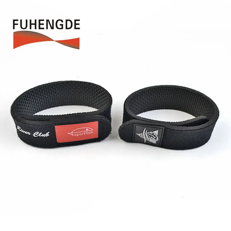 Nurable Adjustable Hook And Loop Cable Tie Neoprene Fish Accessories Tackle Tie Fishing Rod Straps With Logo Custom