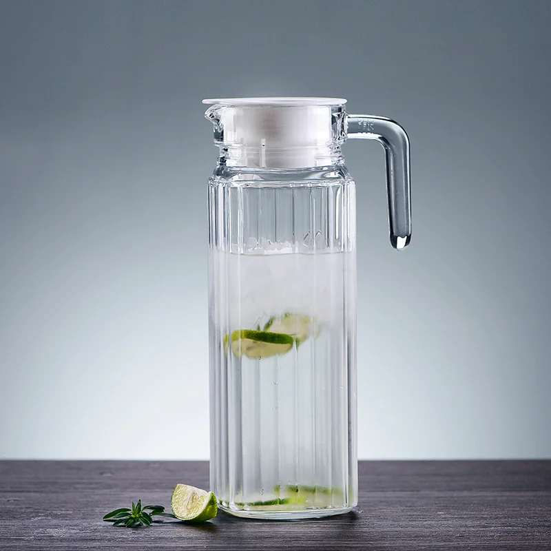 Green Apple Home Glassware 1100ml 37.2oz  Cheap Milk Modern Blown Glass Jug with Plastic Lid