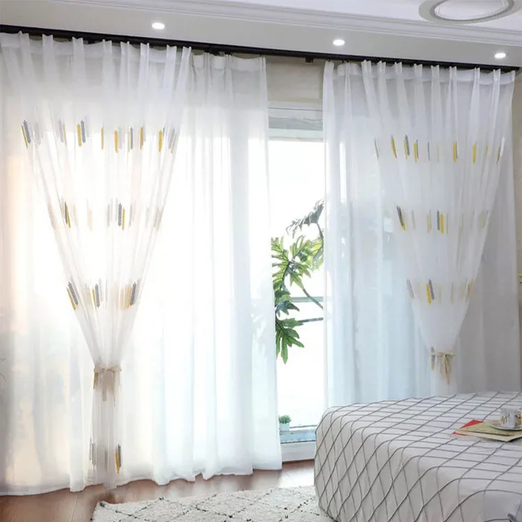 Wholesale Sheer Curtains Embroidered Living Room Colorful Decorative Curtains With Embroidery