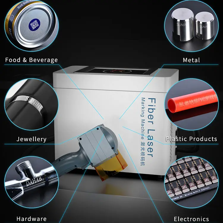 Portable Handheld Fiber Laser Engraver Marking Machine Date Logo Printers