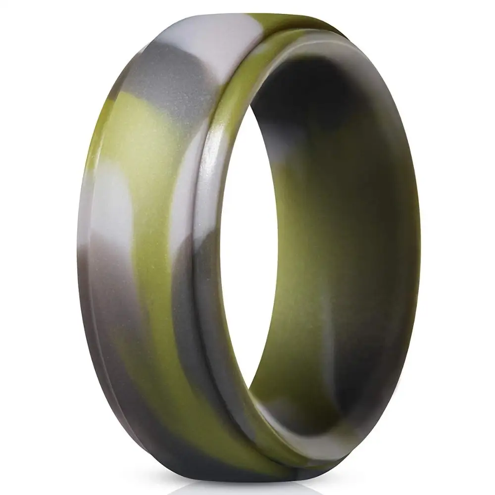 Factory Wholesale Silicone Ring Step Edge Wedding Band Silicone Sports Rings for Men