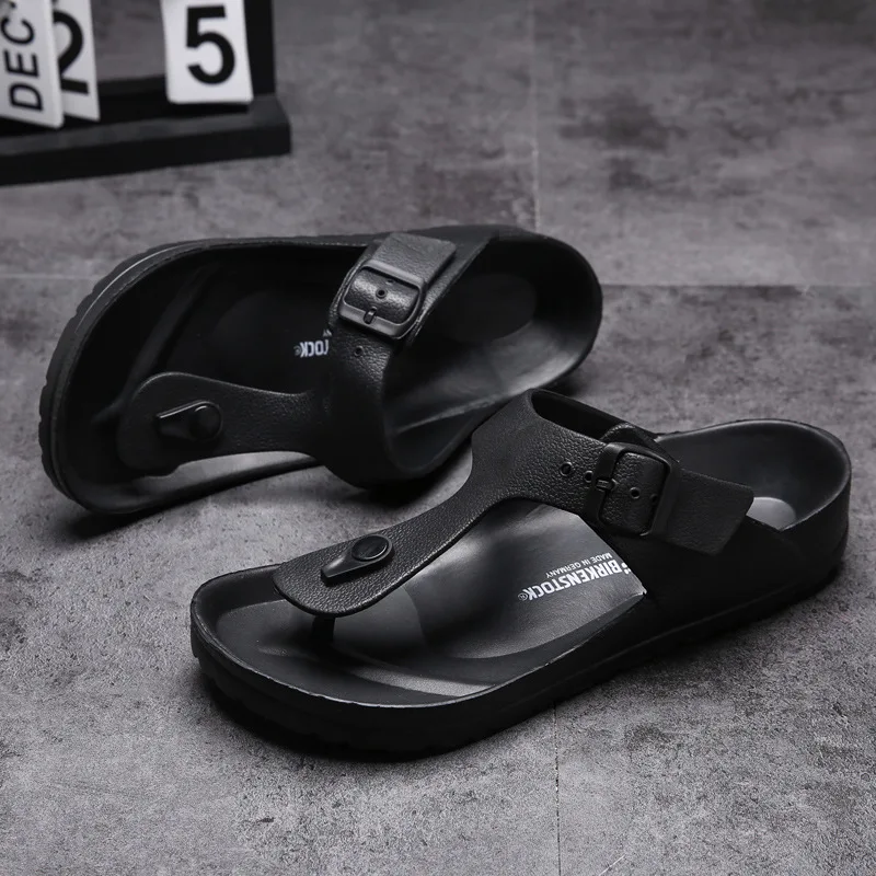 Лидер продаж на Amazon AliExpress, пляжные мужские Тапочки большого размера, плоские Нескользящие мужские шлепанцы с пряжкой для ремня карамельных цветов, тапочки Eva