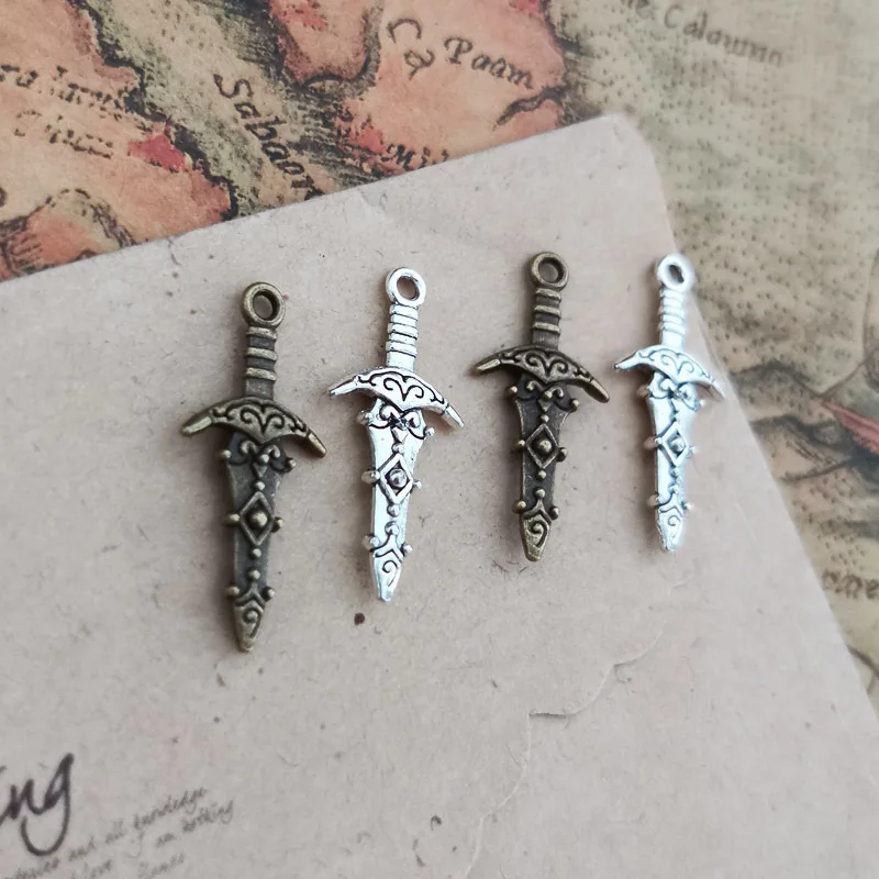 SC Sword Charms Necklace Goth Boy Pendant Necklace DIY Handmade Accessories Sword Pendant Necklace Bracelet for Men Women