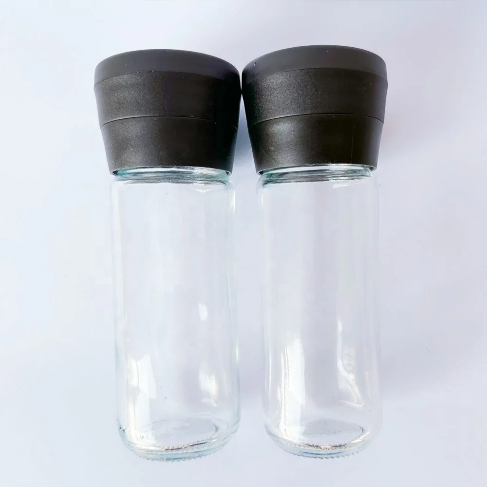 manual plastic spice grinder salt and pepper mill sea salt grinders black pepper mills set with 100ml glass bottle