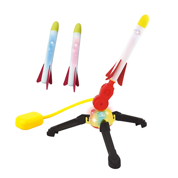 Outdoor Stomp Flying Toy Space Air Power Foam Rocket Launcher with Led for Kids