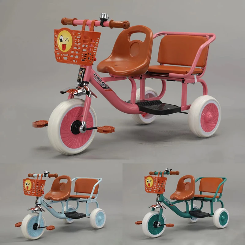 Market Union Baby gift double seat baby tricycle twin baby tricycle with full wheels