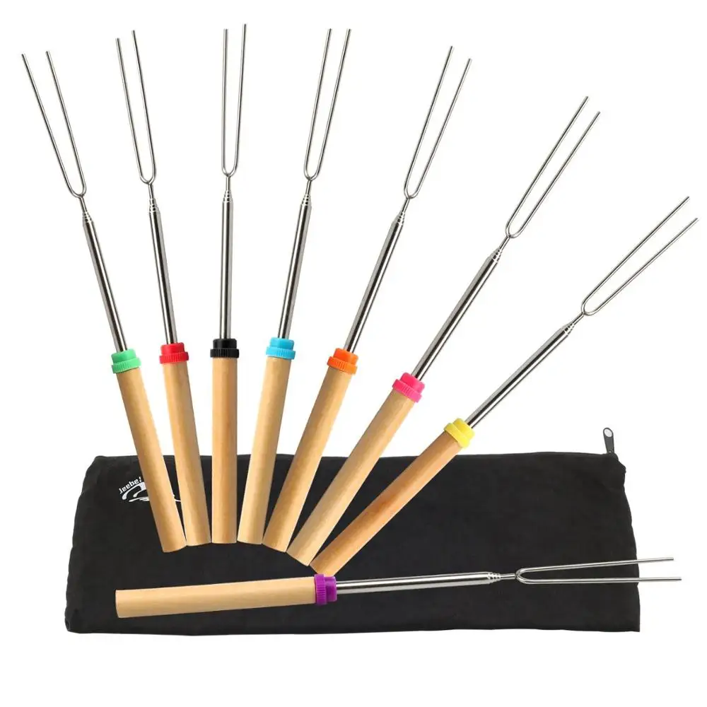 Extendable forks  Set of 8 Hot Dog Fire Pit 32 inch Outdoor Fireplace Campfire Extendable Forks for kids