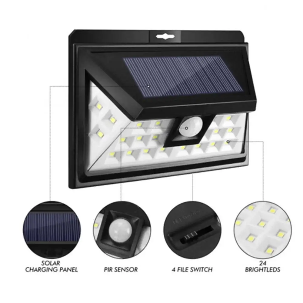 
24 LED motion waterproof outdoor sensor solar light for garden 