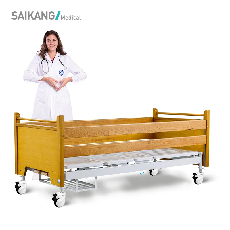 H2h Medical Appliances Economic Wooden Emergency Hospital Bed With 2 Crank