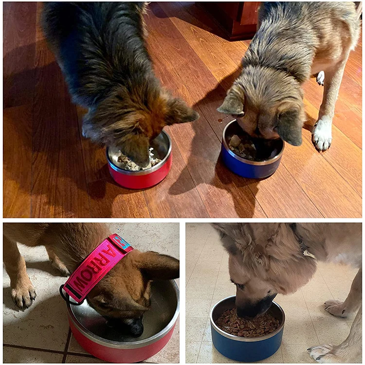 Wholesale Large 64 oz Insulated Dog Bowl Stainless Steel Pet Bowls Food Feeder Powder Coat Metal Bowls for Dog