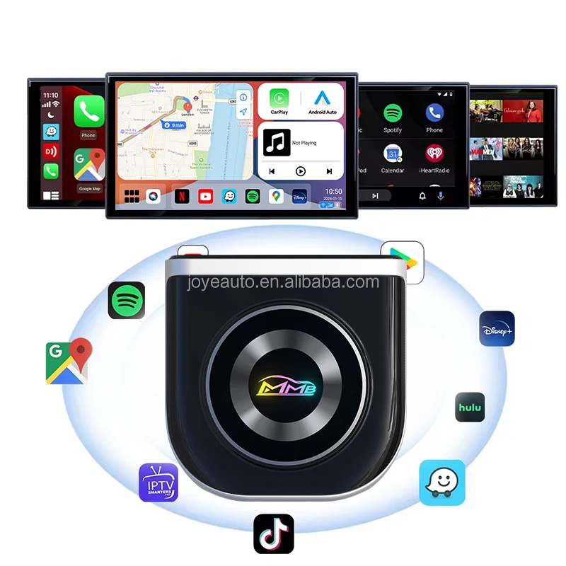 MMB 8+128GB Tf Car HD Carplay Tbox Led Ai Smart Box Android 13 Wireless Auto Multimedia Box Usb Adapter For Youtube Netflix