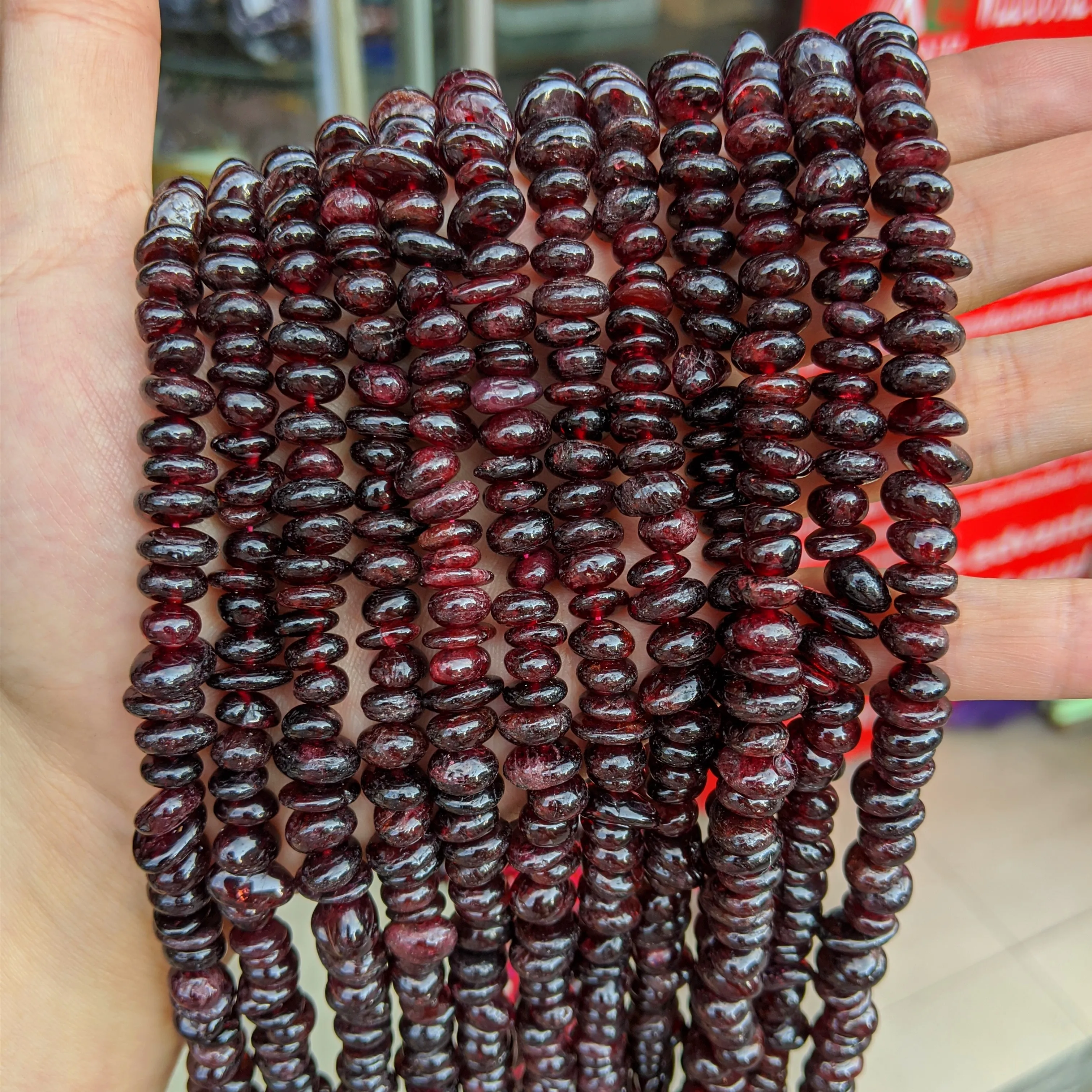 Buy Bulk Natural Stone Raw Loose Horizontal Hole Chip Tumble Nugget Beads Garnet