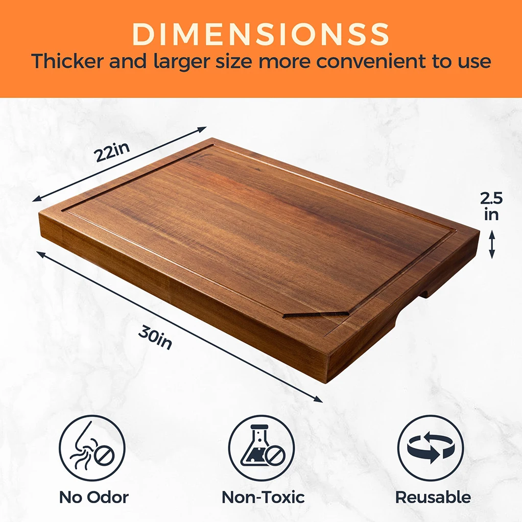 New Design Noodle Board Stove Top Cover with Juice Grooves Bamboo Wood Stove Top Sink Covers Cutting Board