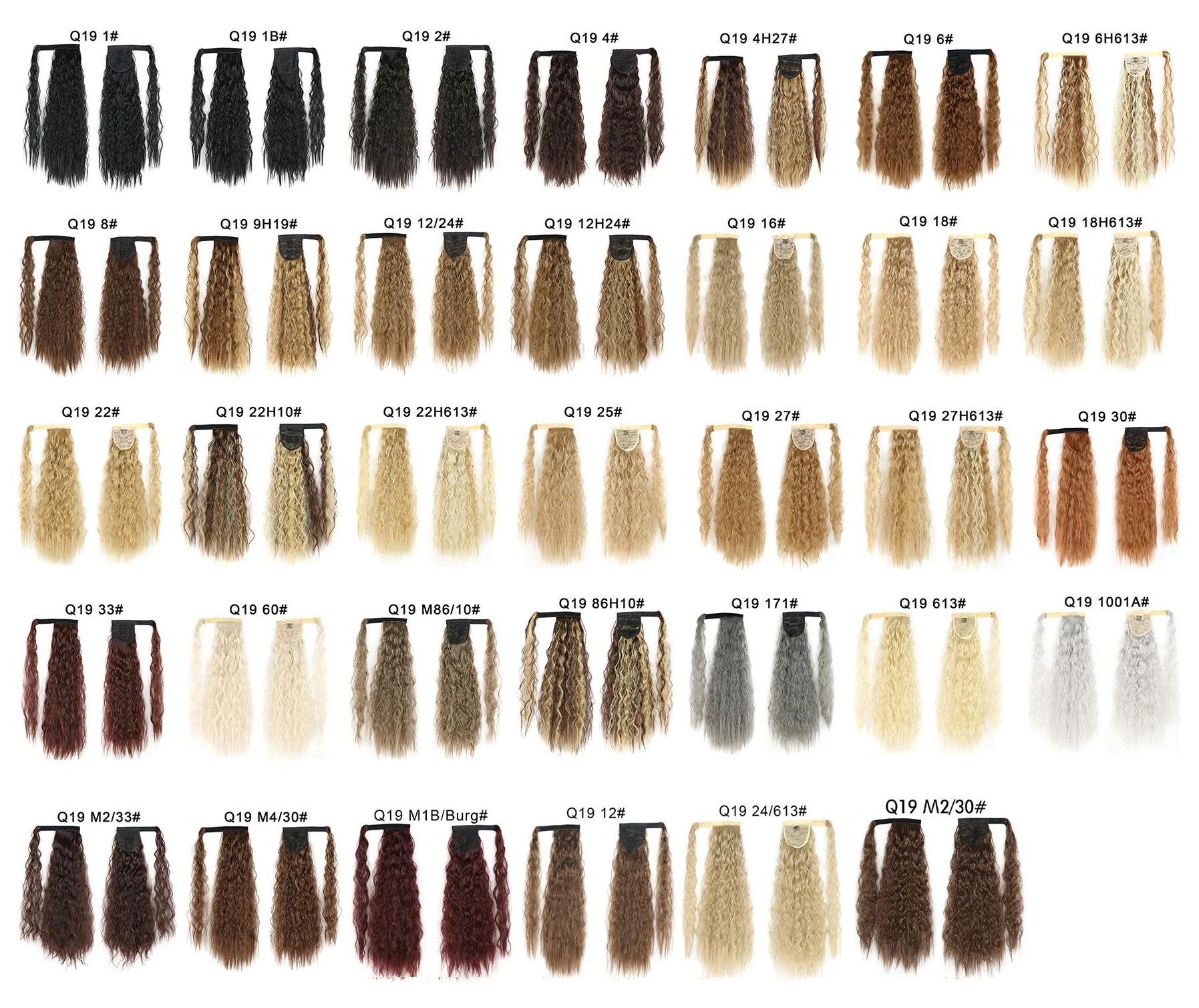 High Quality 22 Inch Drawstring Ombre Corn Wavy Curly Ponytail Clip In Pony Tails Hair Extensions