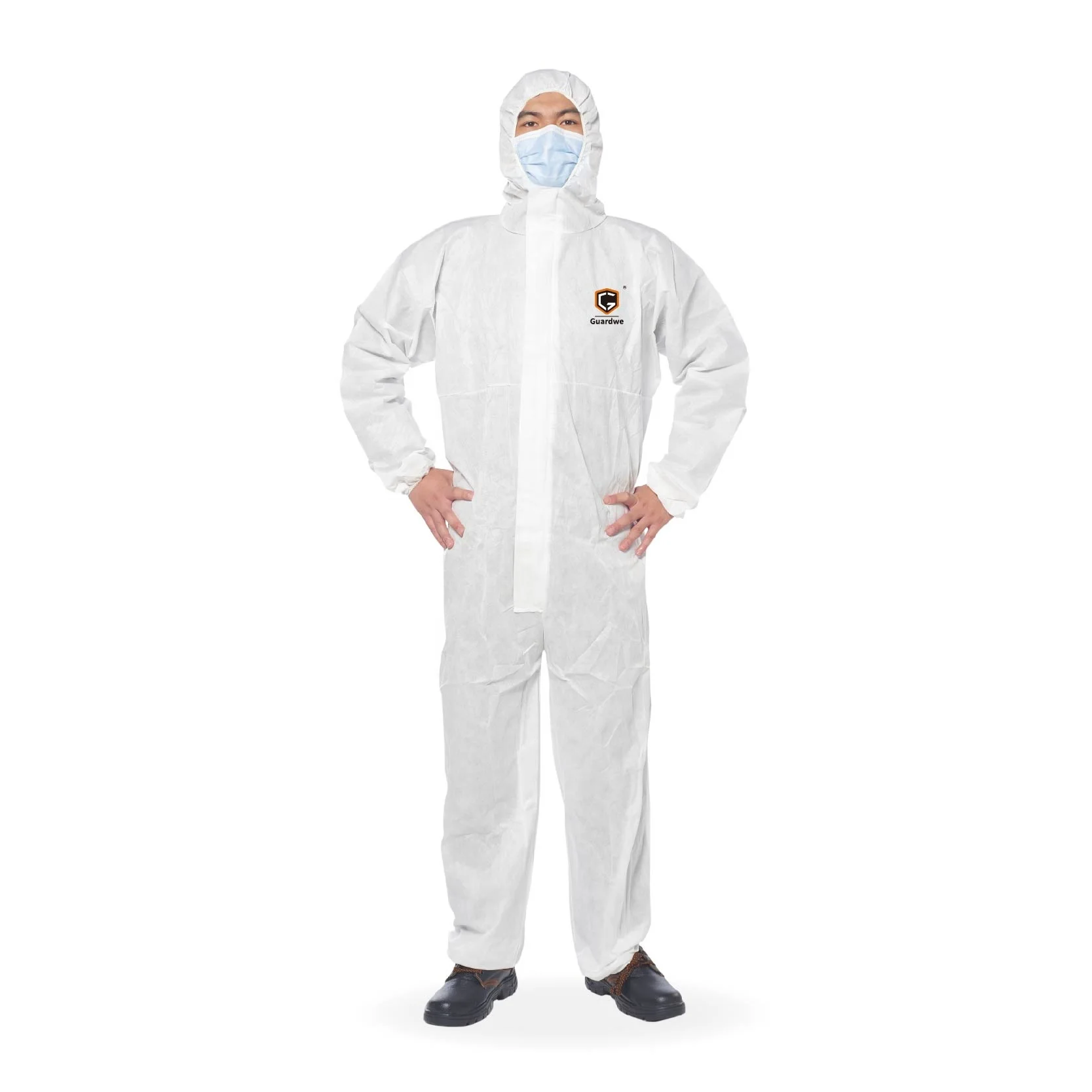 Type 5 6 PP products safety coverall  protective coveralls disposable protective coverall with hood (1600338581399)