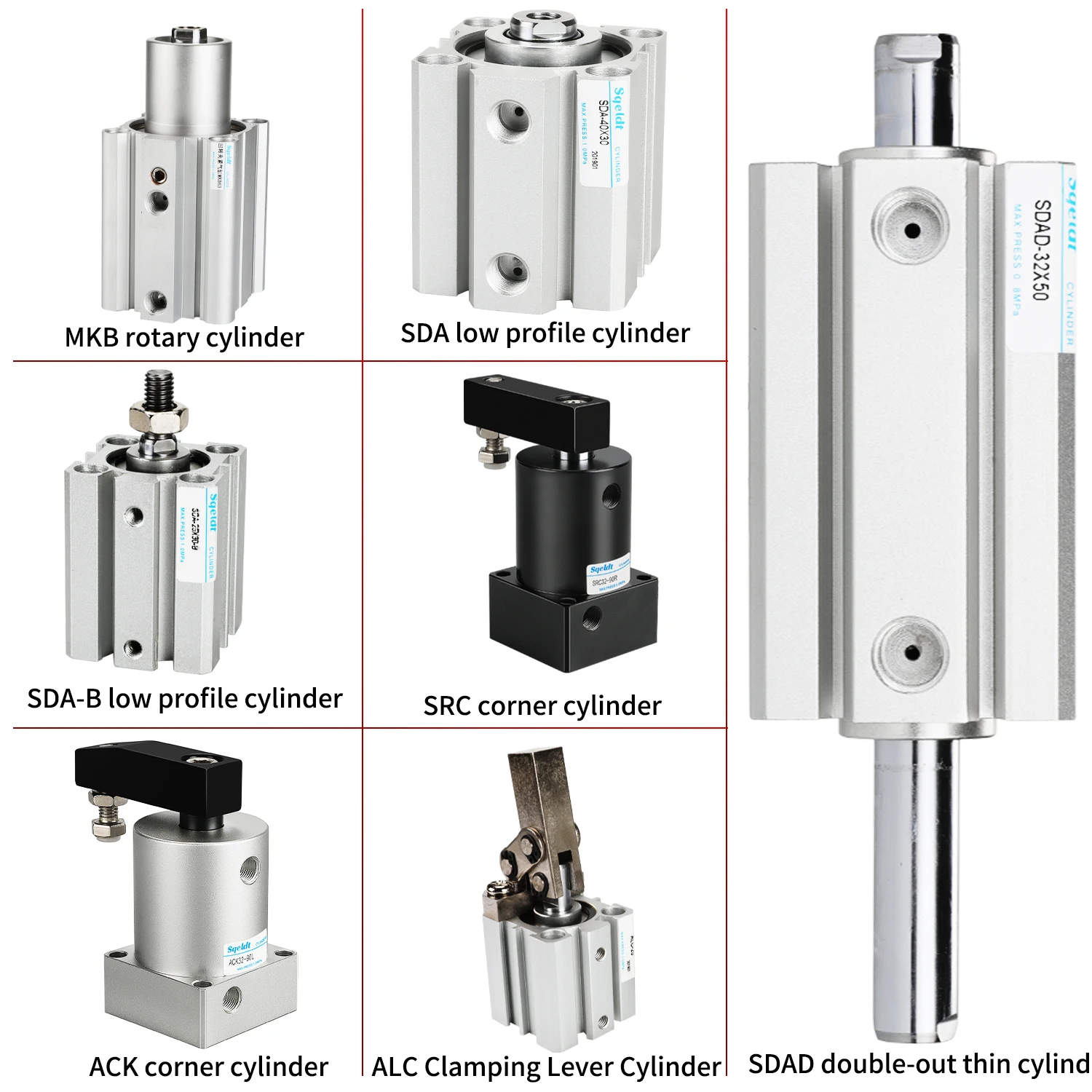 China Pneumatic Cylinder MKB  SDA  SDA-B  SRC  ACK  ALC  SDAD  series for sale in stock can accept customized products
