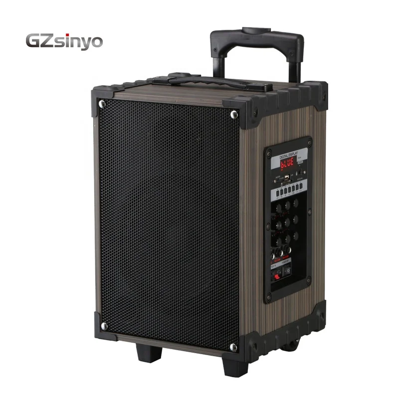 GZsinyo 8inch 40W power wooden blue tooth speaker with wireless microphone
