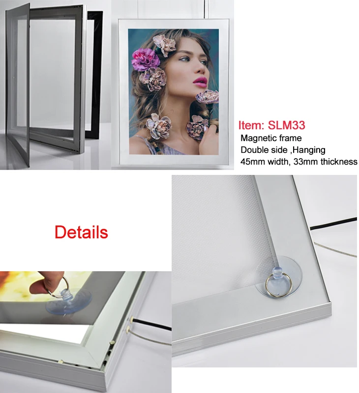 High Temperature Resistance Led Super Slim Magnetic Collage Frames Advertising Wall Poster
