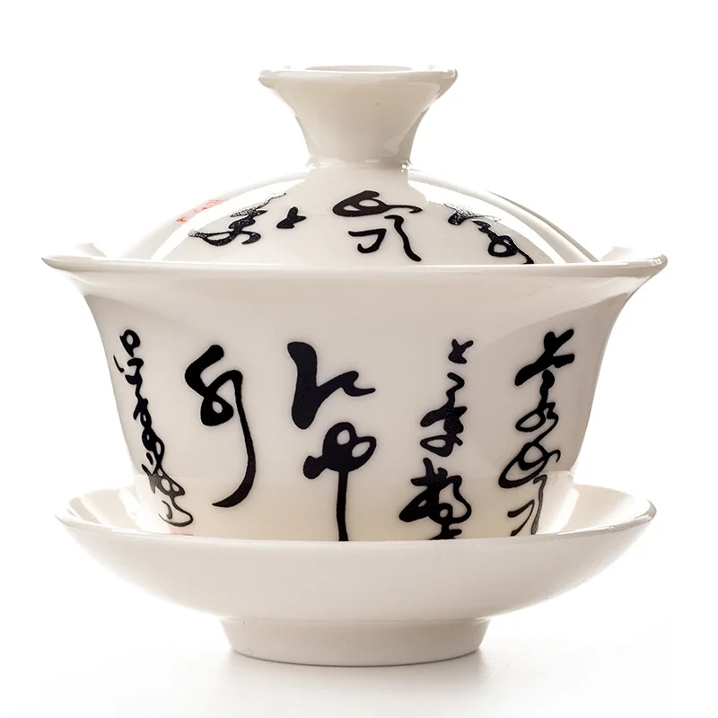 Керамическая керамика Gaiwan в китайском стиле с различными узорами набор из 6 чашек 110-120 мл