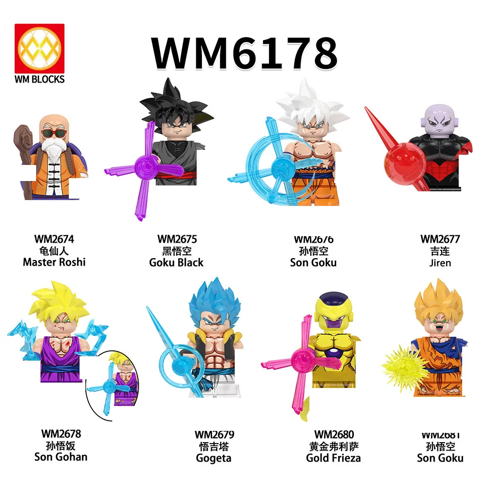 WM6177 WM6178 Dragon Goku Ball Vegeta Burdock Birusu Broli Buu Anime DIY Bricks Building Blocks Mini Action Figures Kids Toys