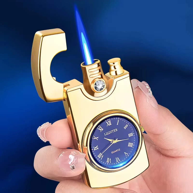 Custom Logo Portable Windproof Blue Flame Watch Lighter Smoking Accessories Cigarette cigar torch lighter