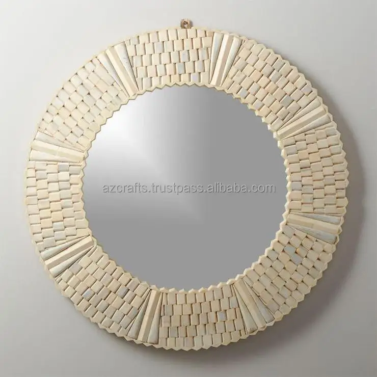 Look Decorative Bone Inlay Mirror Export Quality Elegant from India Living Room Furniture Antique Bone , Resin & MDF Board 1 Pcs