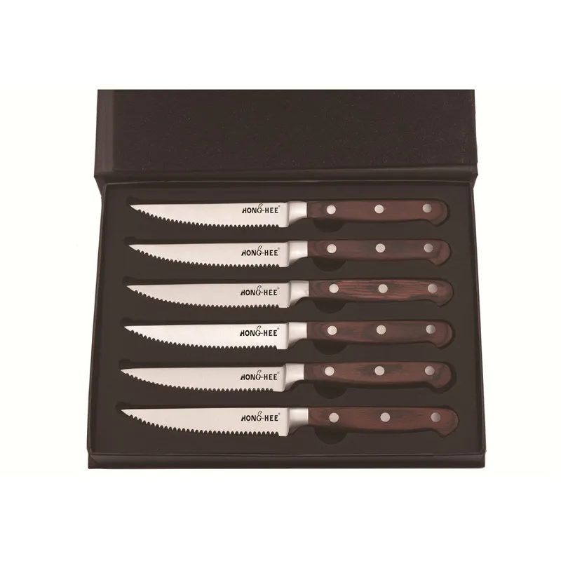 
hand made Stainless Steel kitchen knives steak knife set buy steak knives set of 6 with 430 ABS handle 