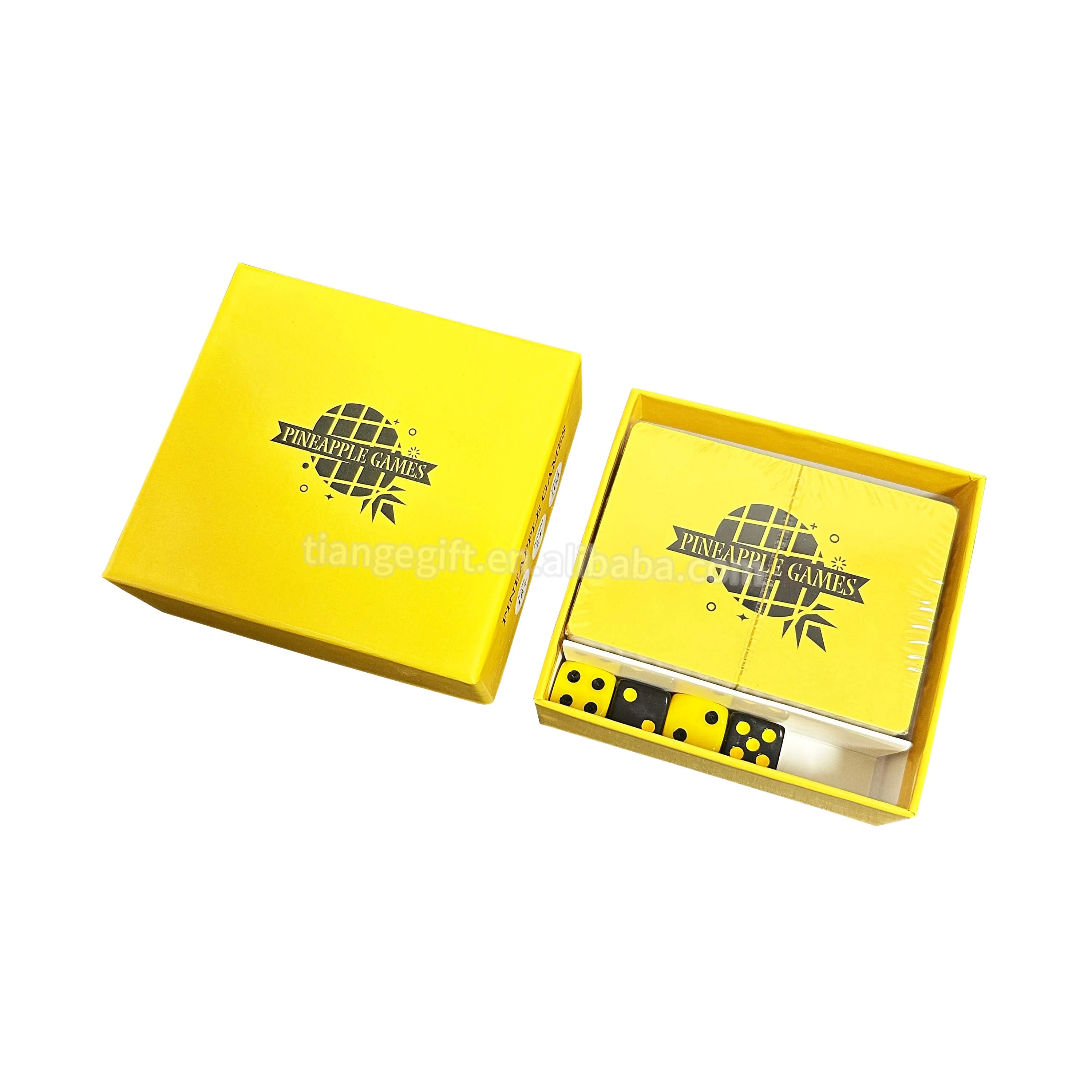 Full Color Deck of Playing Cards Printing Custom Yellow Adult 18+ Card Game With Dices