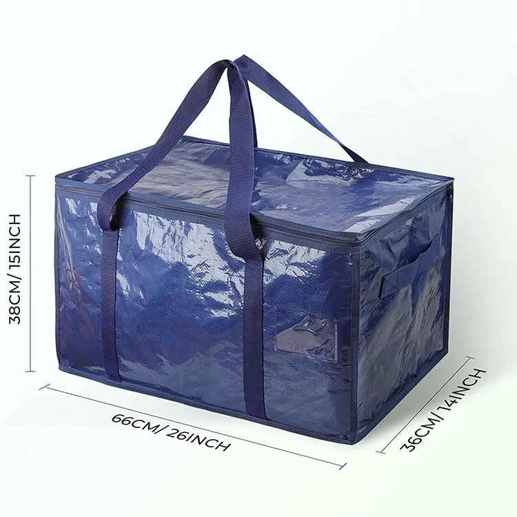 Waterproof Laminated Pp Woven Storage Bag With Zipper Reusable Storage heavy duty moving bags