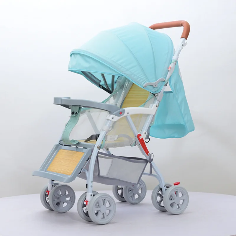 Hot selling Baby stroller Bamboo rattan mat stroller light pram can sit and lie on four wheel baby stroller