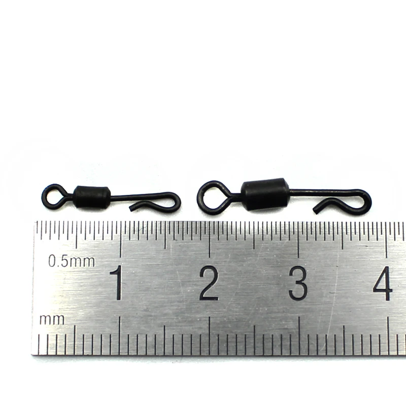 Long Body Q-Shaped Matt Black Color Quick Change Swivels for Carp Fishing Kwik Lok Swivels Size 8 Rolloing Swivels