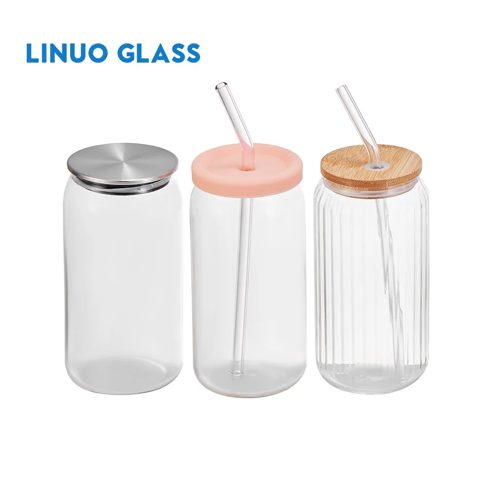 LINUO Современная Экологически чистая стеклянная чашка для колы с бамбуковой крышкой и соломой новый дизайн напитков/молока/чая кухни или вечеринки