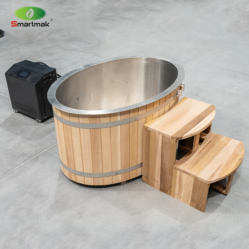 Smartmak Wooden New Design Large Tub Water Cooling Cold Barrel Ice Bath