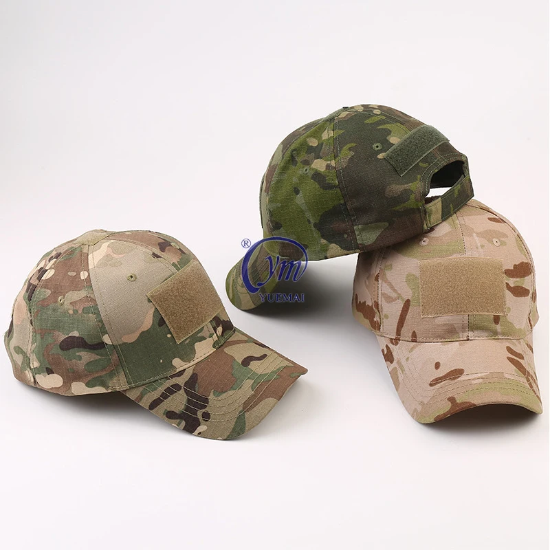Custom LOGO 65%Polyester 35%Cotton Outdoor Training Fishing Shading Camo Adjustable Tactical Baseball Cap For Men and Women
