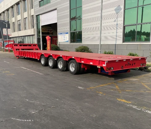 Low flatbed trailer Agricultural trailers customizable carrier semi-trailer steel trucks to transport standard 28 tons