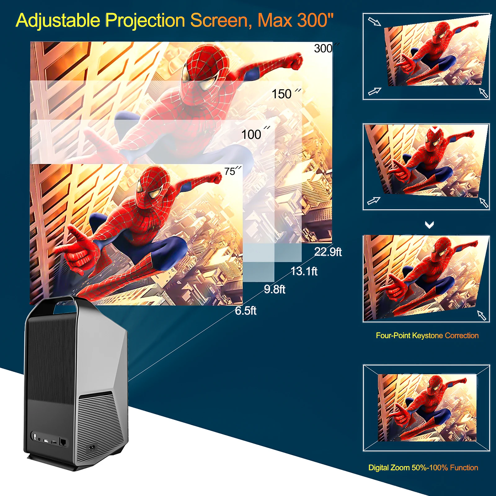 Android 9.0 System 4k 1080p H2 Projector Mini Smart Dlp WIFI Projector