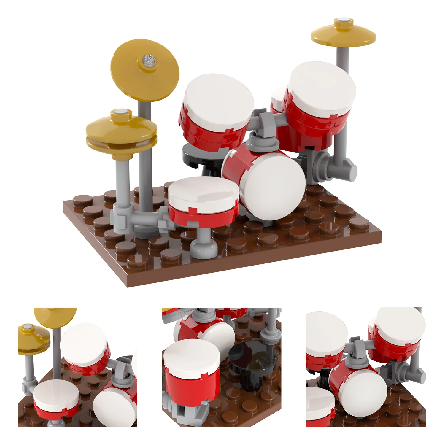 MOC4091 Drum Kit 35Pcs Bricks Set Accessories Educational Model Action Music Scene Decoration DIY Building Blocks Kids Gift Toys