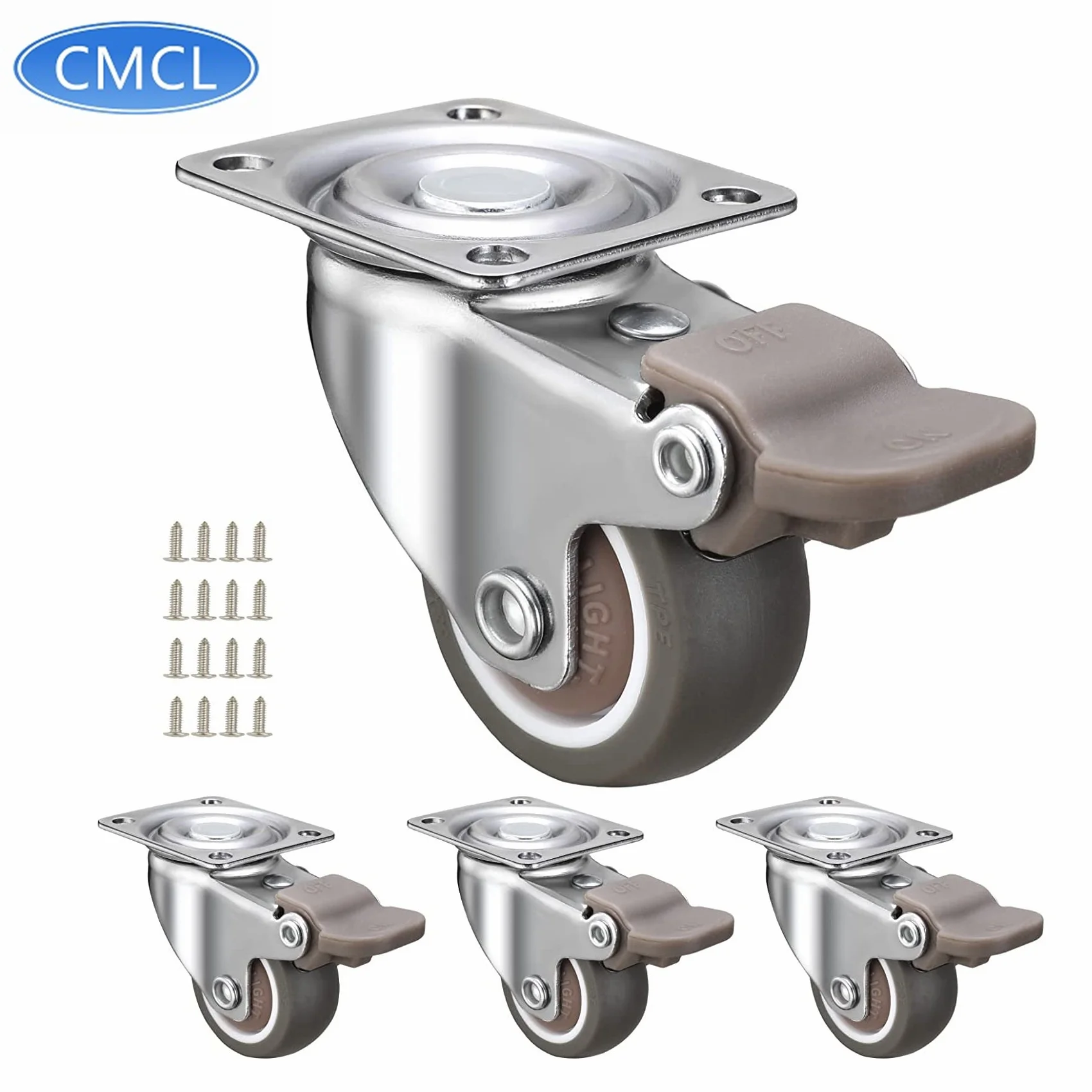 CMCL 1 1.25 inch TPE caster wheel with Brake 1.5 2 in small silent swivel caster