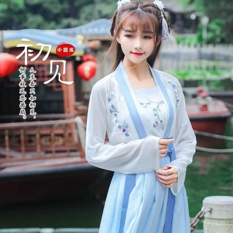 dinasty adults elegant summer fairy chiffon Customized embroidered traditional hanfu