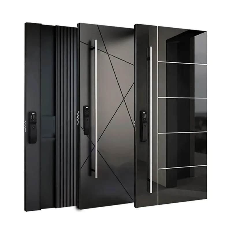 Guangzhou factory modern villa casting aluminum entrance door stainless steel front entrance pivot door security outside door