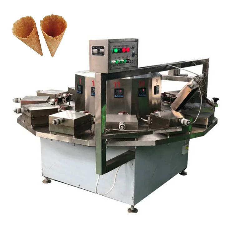 Automatic Rolled Sugar Cone Baking Machine / Ice Cream Cone Making Machine / Pizza Waffle Cone Production Line