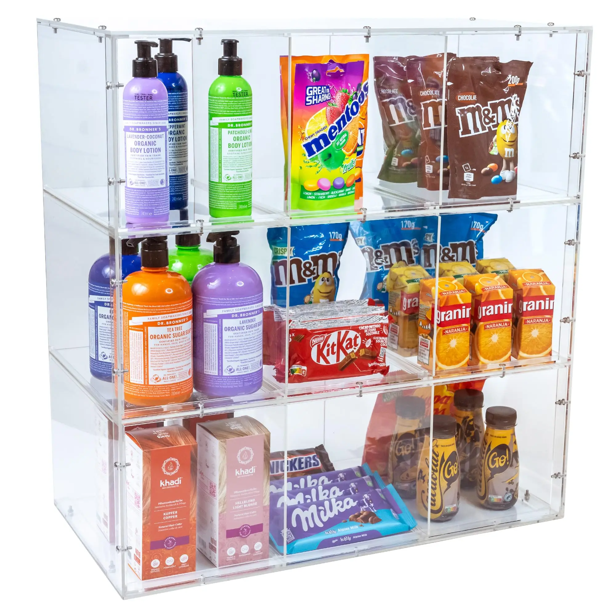 Countertop Transparent Acrylic Liquor Display Case with Shelves