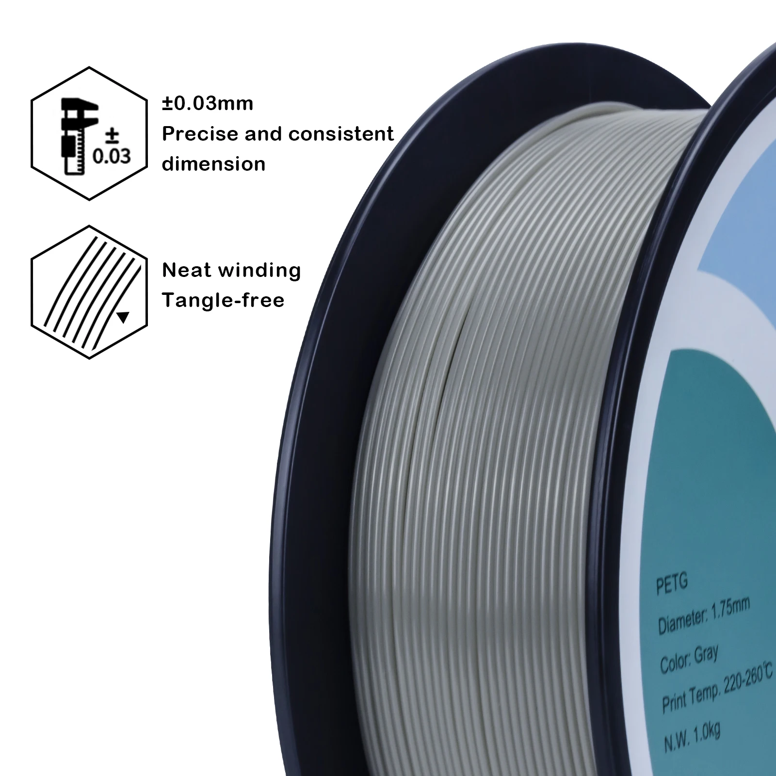 3d Printing Pla Filament 1.75mm PETG Filament 1kg (2.2lbs) Plastic Spool Petg Filament