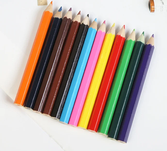2021 Best Quality Eco-friendly 3.5 Inch Basswood Hexagon Wooden Pen For School Students Kids Art Drawing Color Pencil