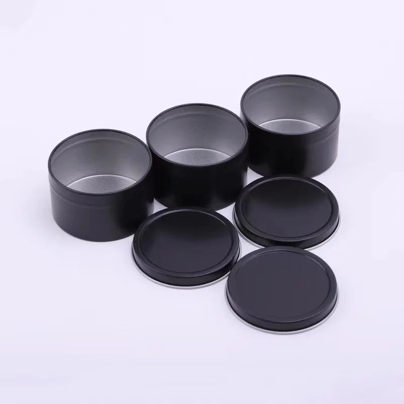 Decorative Empty Candle Aluminum Pot Silver Black Gold 4 oz Candle Container with Lid Tin Jar for Candle Making