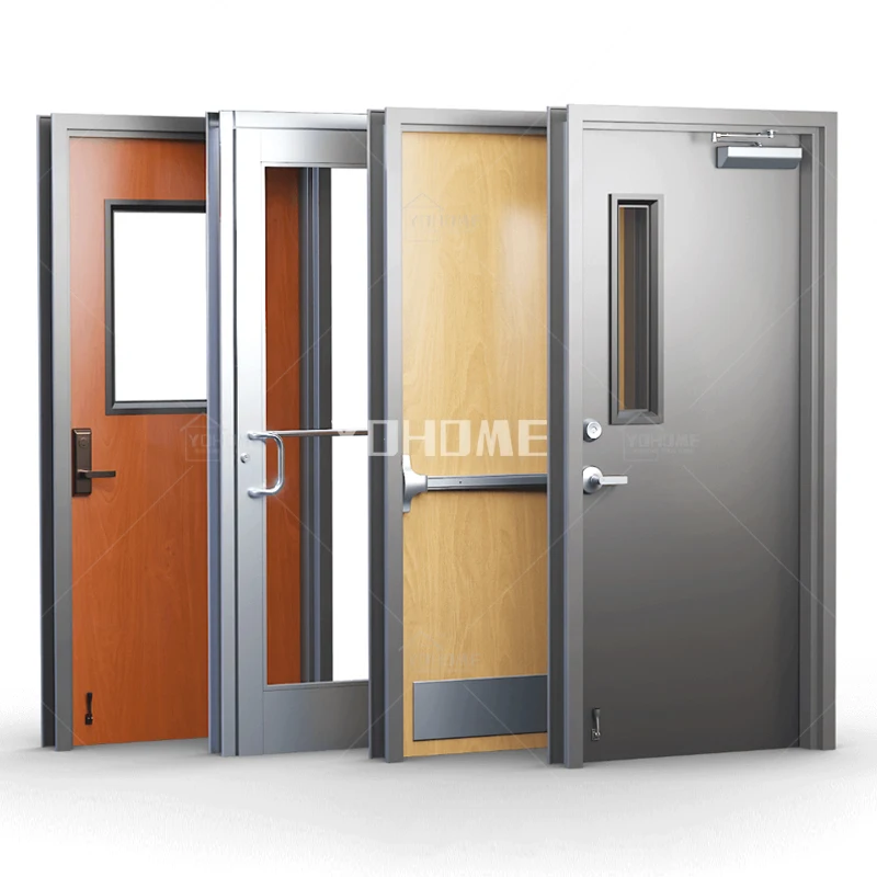 China top project manufacturer custom double steel fire-proof door fire rated steel door with glass insert steel fire door