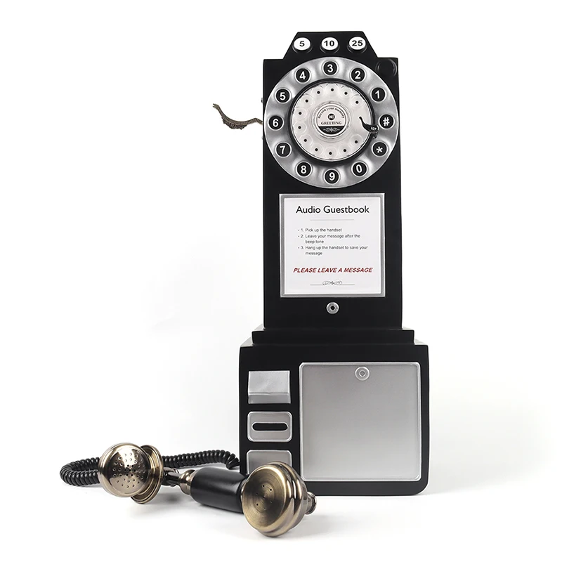 Vert design wedding audio guestbook with telephone booth stand
