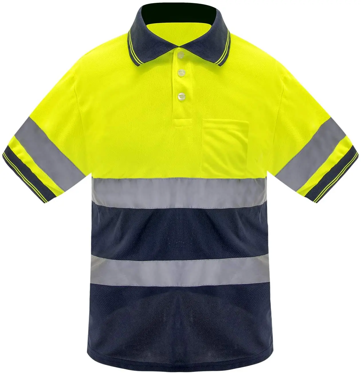 Wholesale Hi Vis Polo Breathable Quick Dry Workwear Uniforms Safety Reflective T-shirt Custom