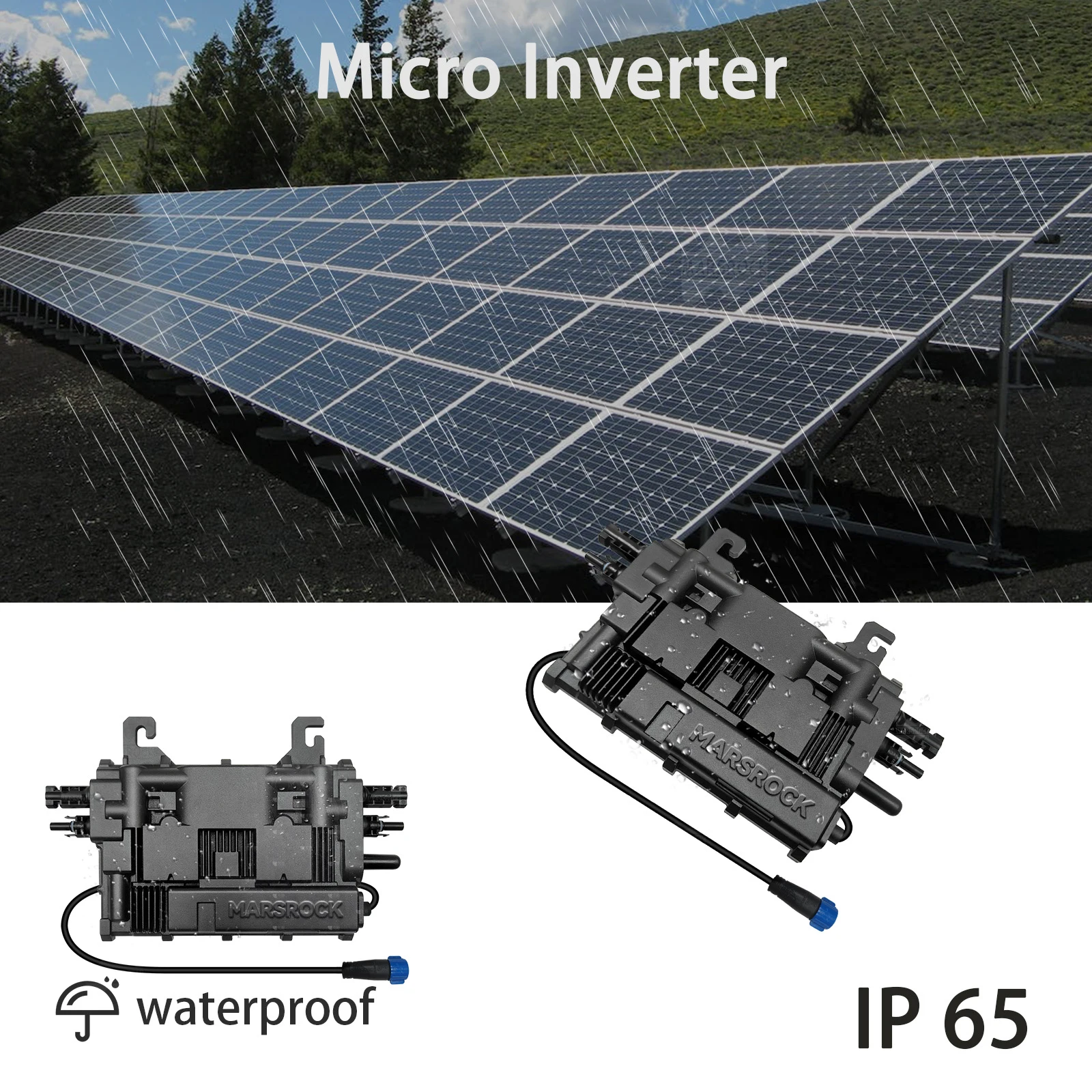 Hot Selling MarsRock Inverter IP67 1000W 2 MPPT Input 2 *17A Sub-1G CE/ROHS/FCC  Grid Tie Micro Inverter For Home Use